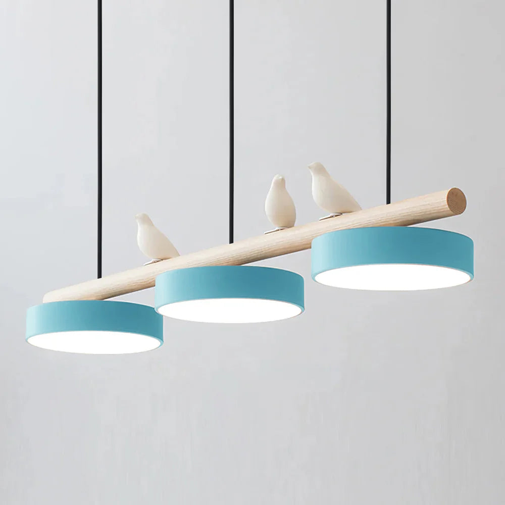 Suspension Moderne Bois Oiseaux Design Minimaliste Salon