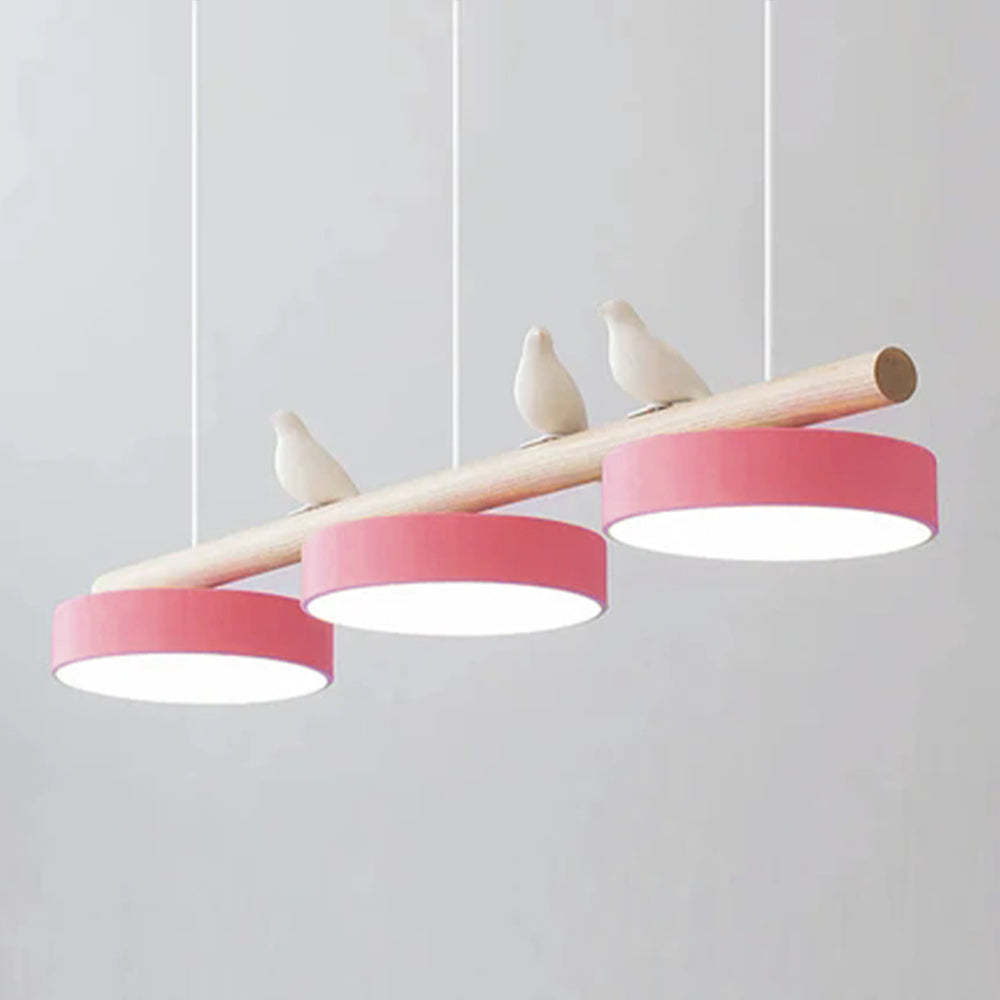 Suspension Moderne Bois Oiseaux Design Minimaliste Salon