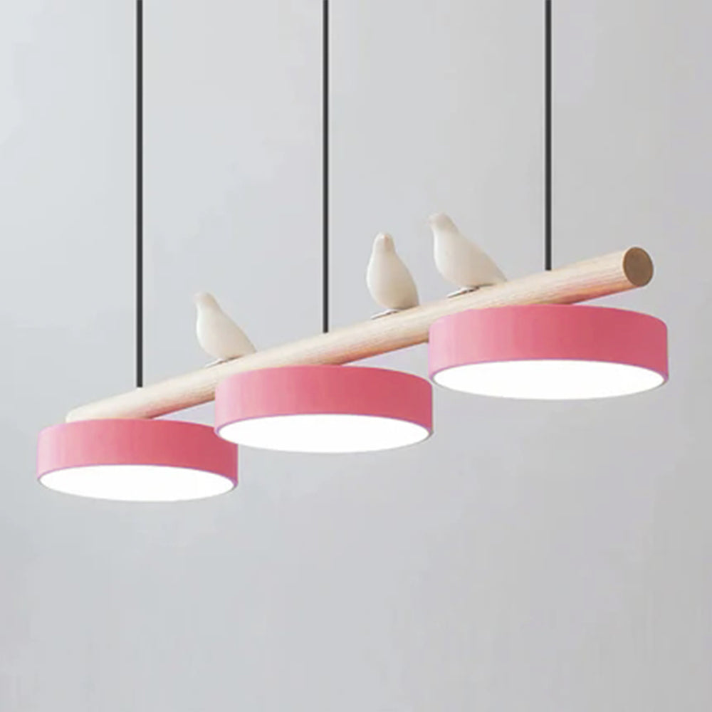 Suspension Moderne Bois Oiseaux Design Minimaliste Salon