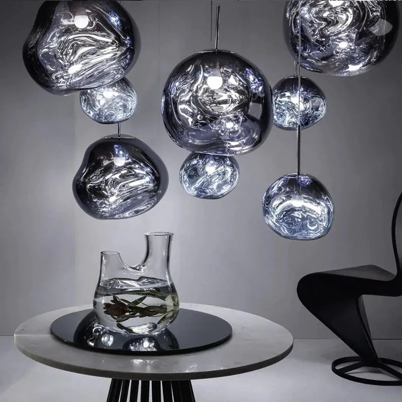 Suspension Moderne en Verre Coloré Irregulier