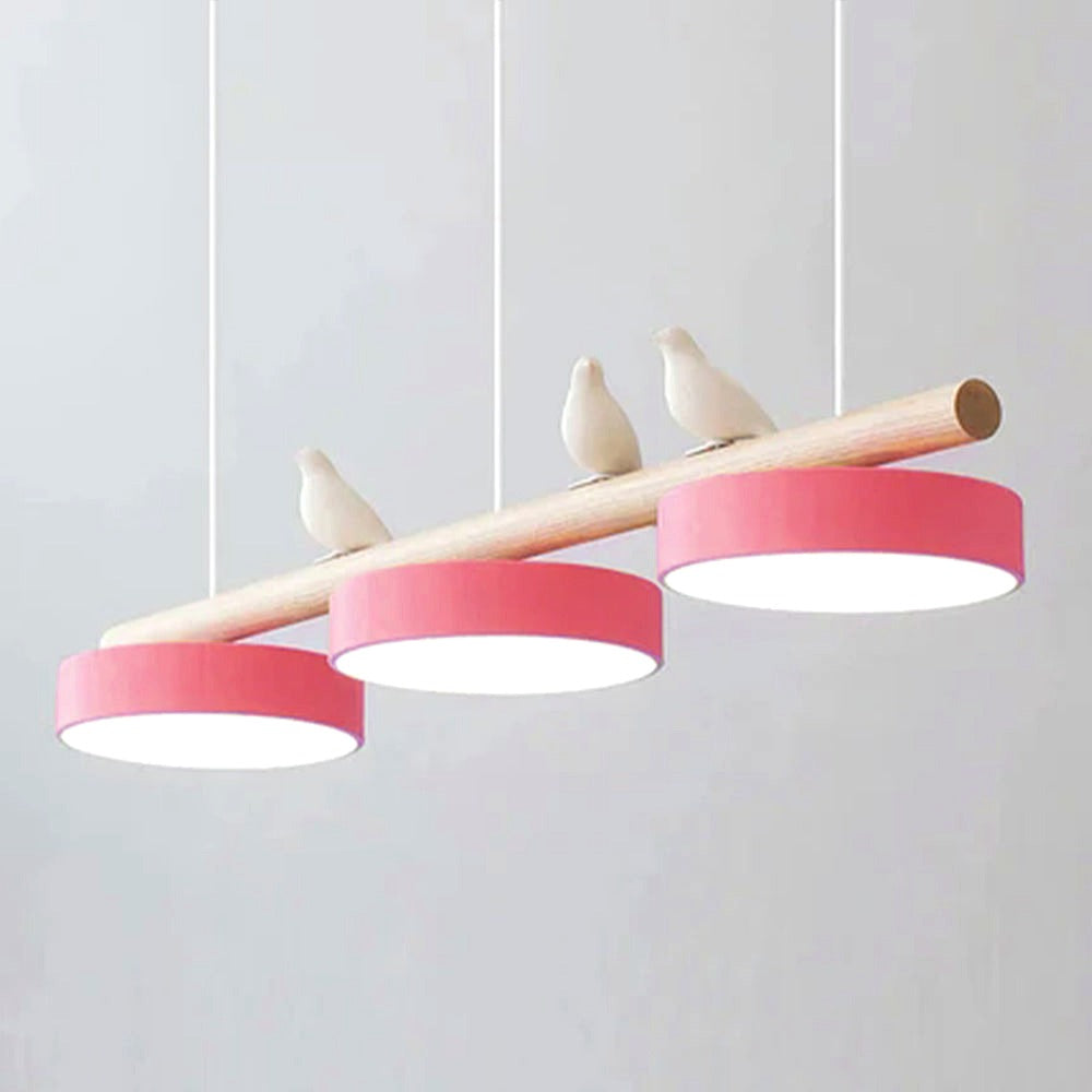 Suspension Moderne Bois Oiseaux Design Minimaliste Salon