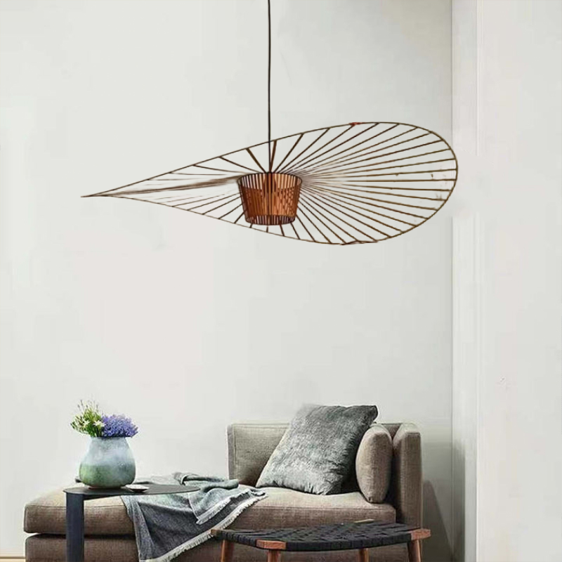 Suspension Vague Moderne Tissu Noir/Marron/Doré/Blanc