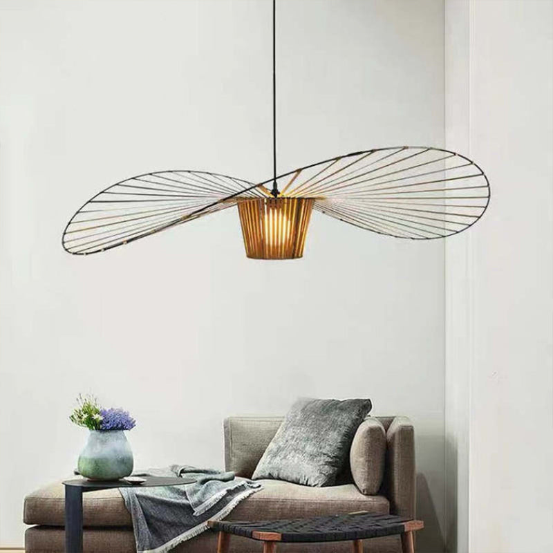 Suspension Vague Moderne Tissu Noir/Marron/Doré/Blanc
