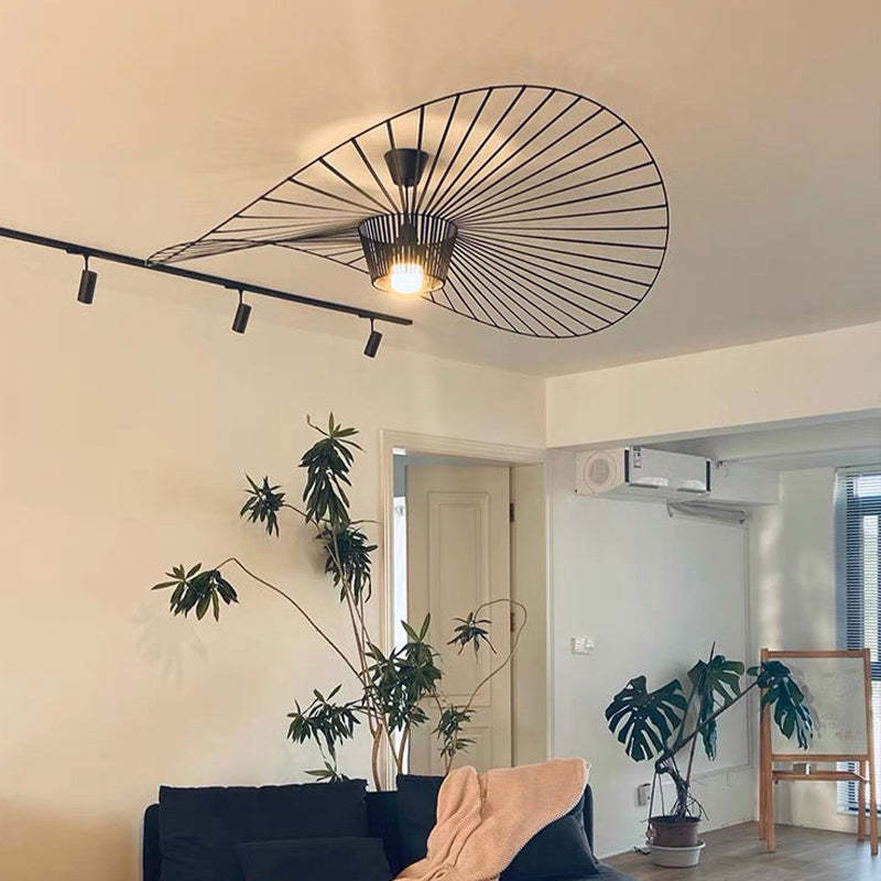 Suspension Vague Moderne Tissu Noir/Marron/Doré/Blanc