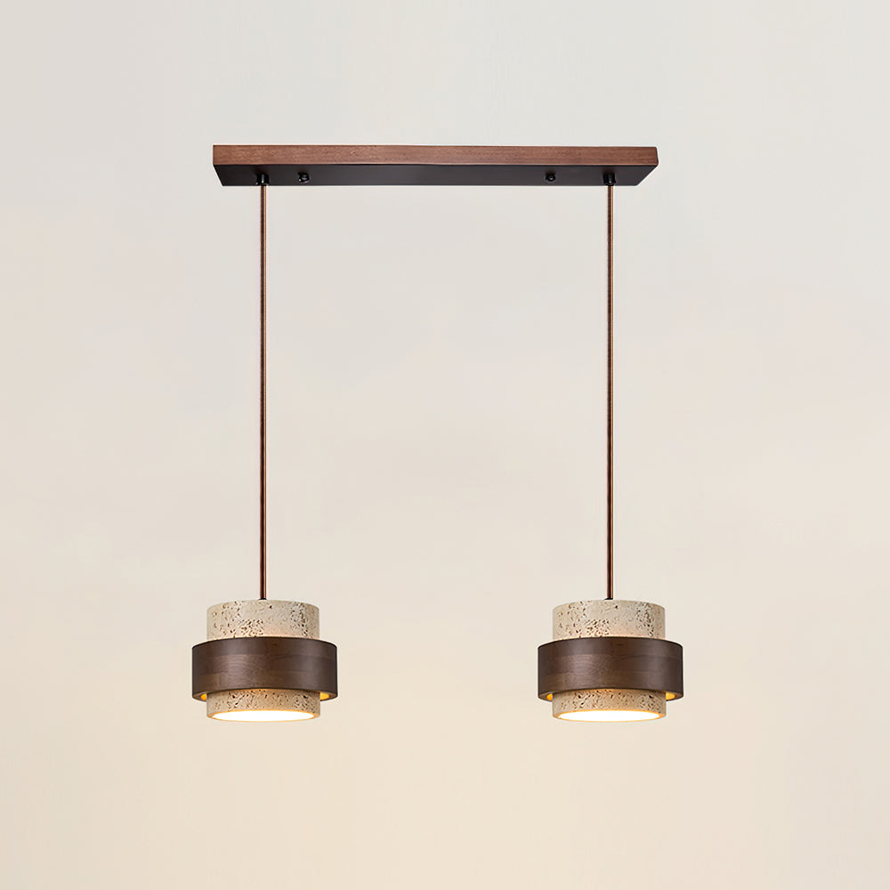 Suspension Design en Travertin et Bois pour Salon