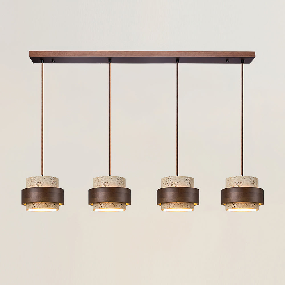 Suspension Design en Travertin et Bois pour Salon