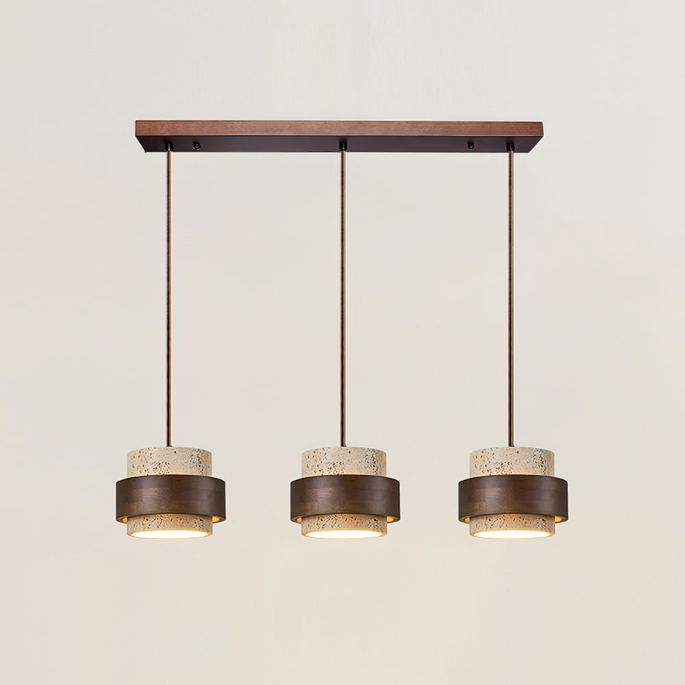 Suspension Design en Travertin et Bois pour Salon