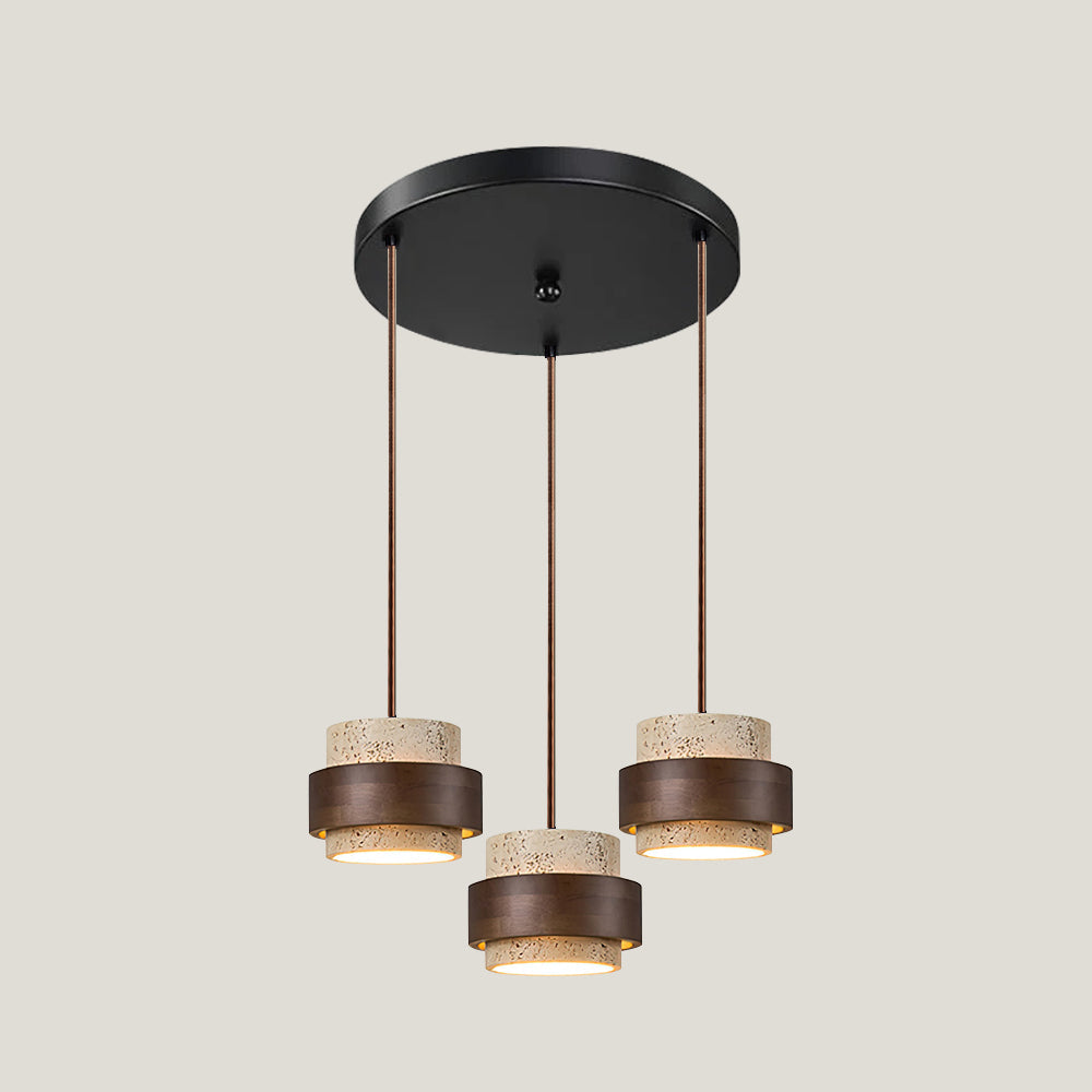 Suspension Design en Travertin et Bois pour Salon