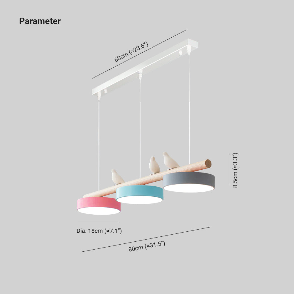 Suspension Moderne Bois Oiseaux Design Minimaliste Salon