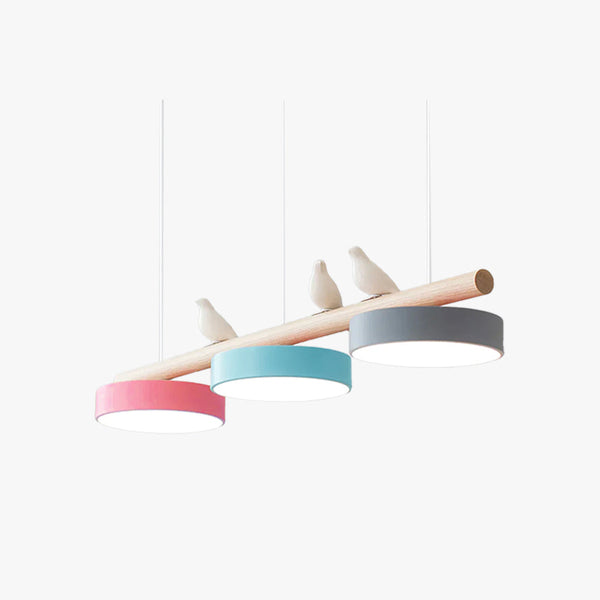 Suspension Moderne Bois Oiseaux Design Minimaliste Salon