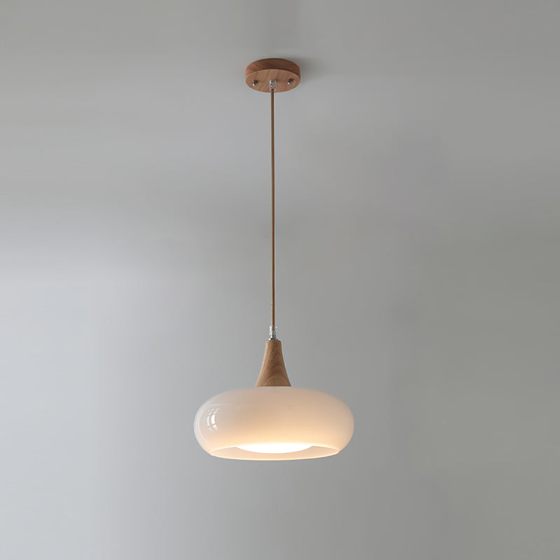 Suspension Moderne en Bois et Verre Jaune pour Cuisine