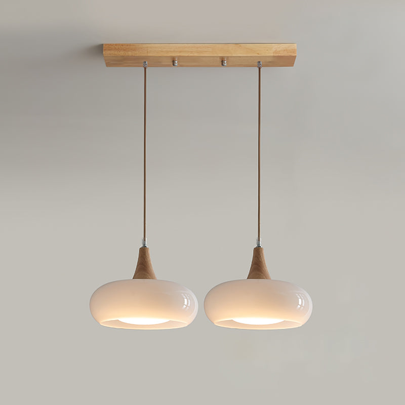 Suspension Moderne en Bois et Verre Jaune pour Cuisine