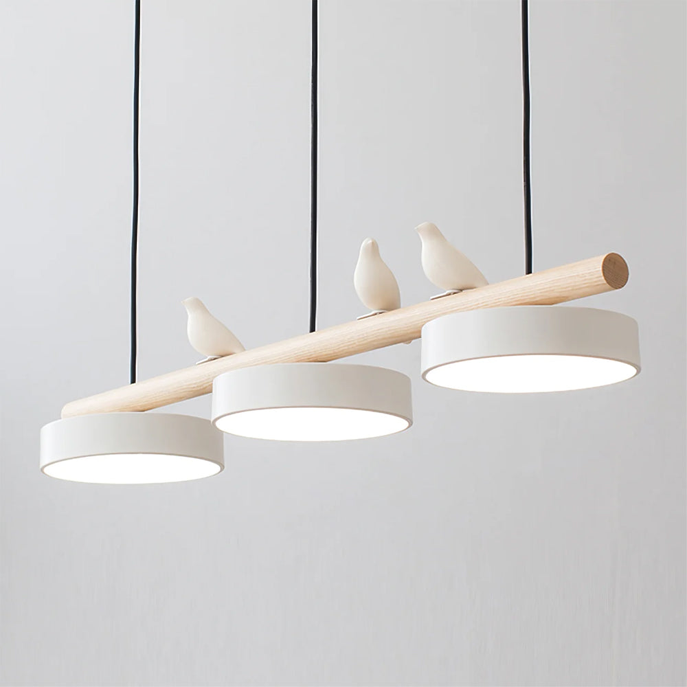 Suspension Moderne Bois Oiseaux Design Minimaliste Salon