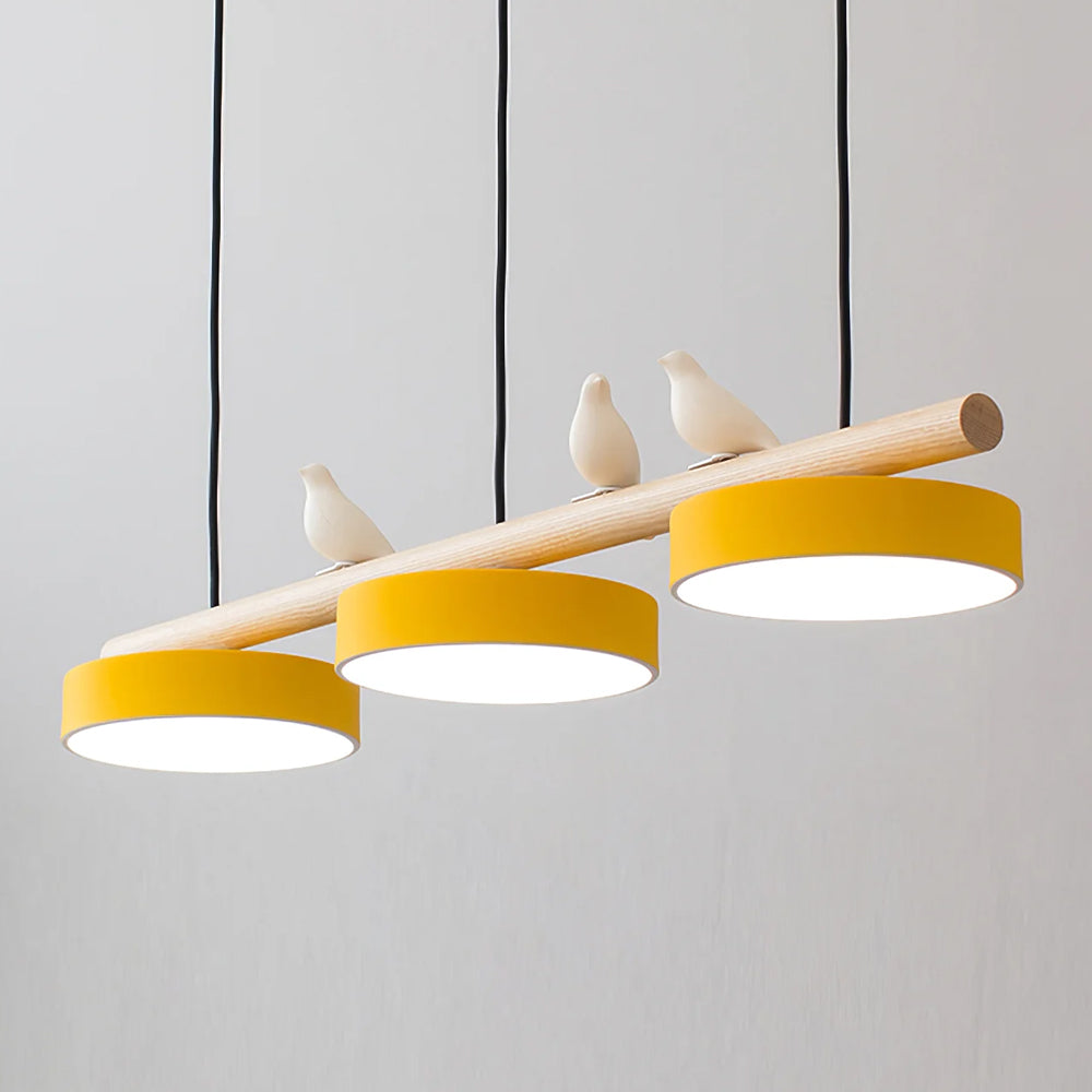 Suspension Moderne Bois Oiseaux Design Minimaliste Salon