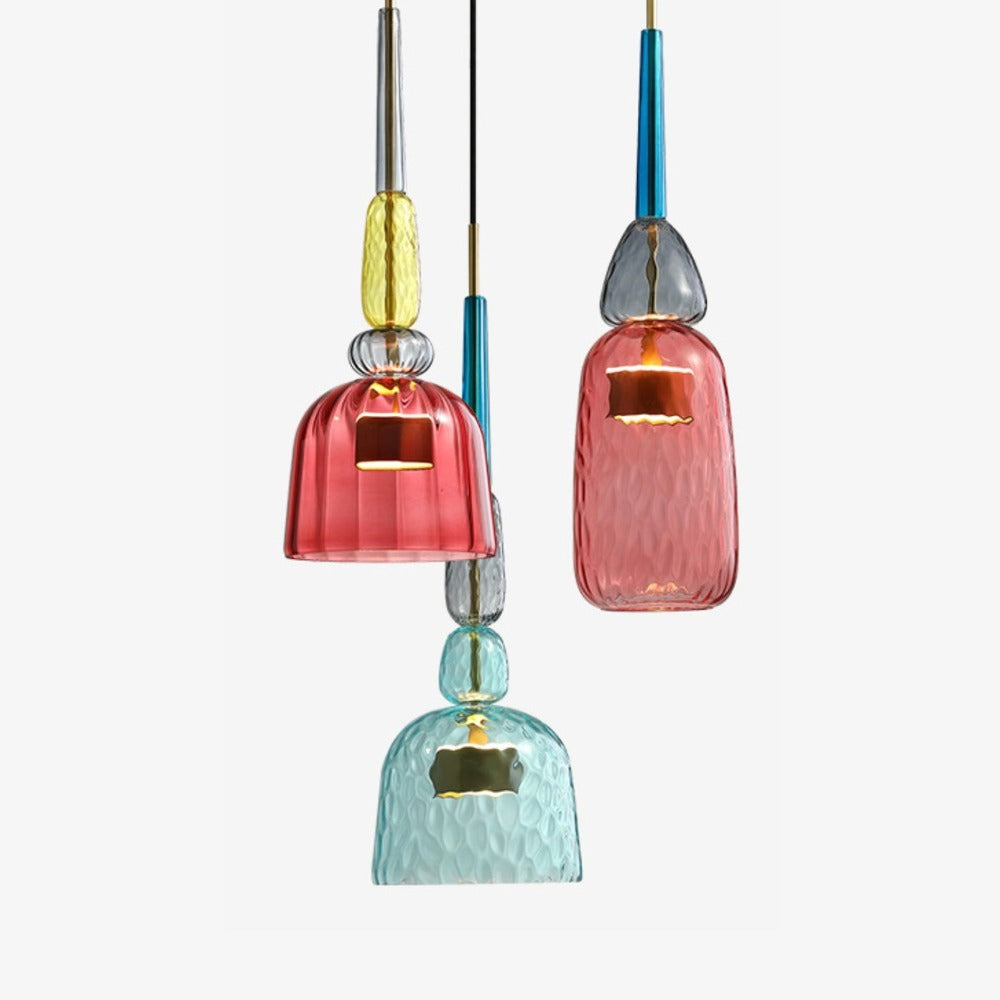 Suspension Design à LED en Verre Coloré