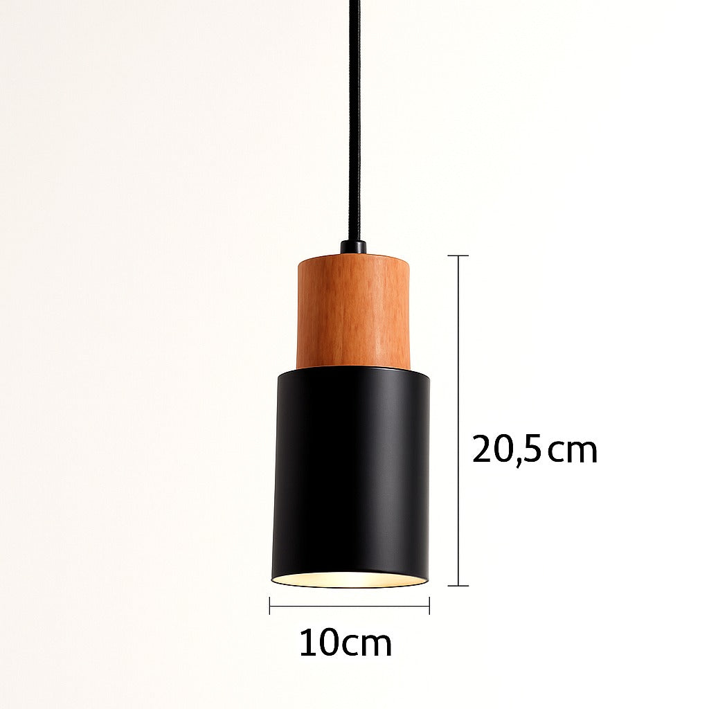 Suspension Cylindrique en Bois et Métal de Couleur