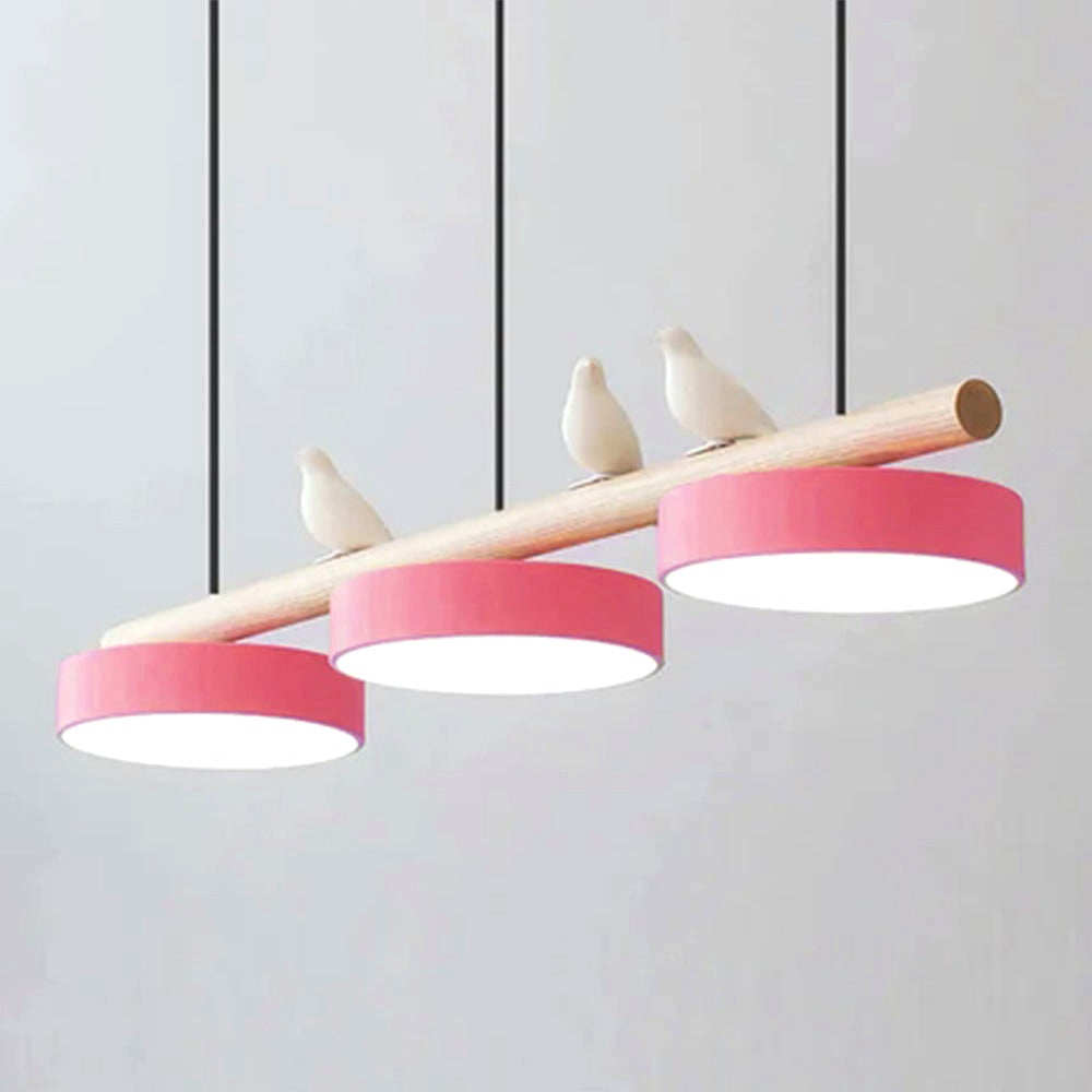 Suspension Moderne Bois Oiseaux Design Minimaliste Salon