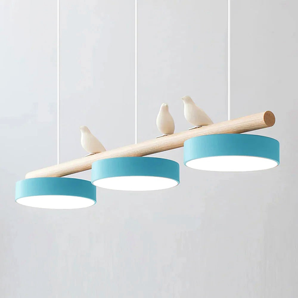 Suspension Moderne Bois Oiseaux Design Minimaliste Salon