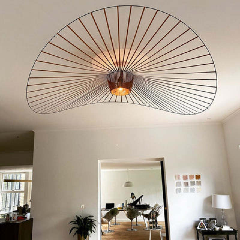 Suspension Vague Moderne Tissu Noir/Marron/Doré/Blanc