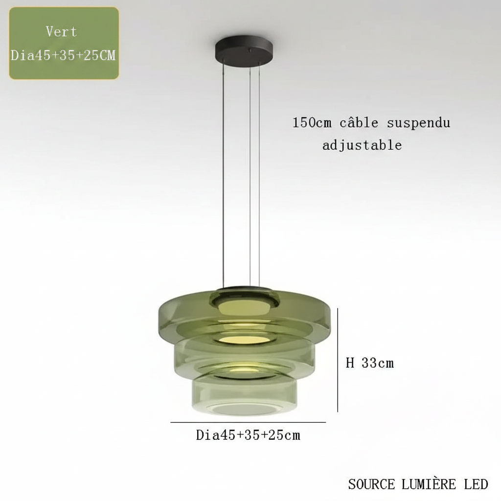 Suspension Verre Multi Niveaux Design Moderne LED