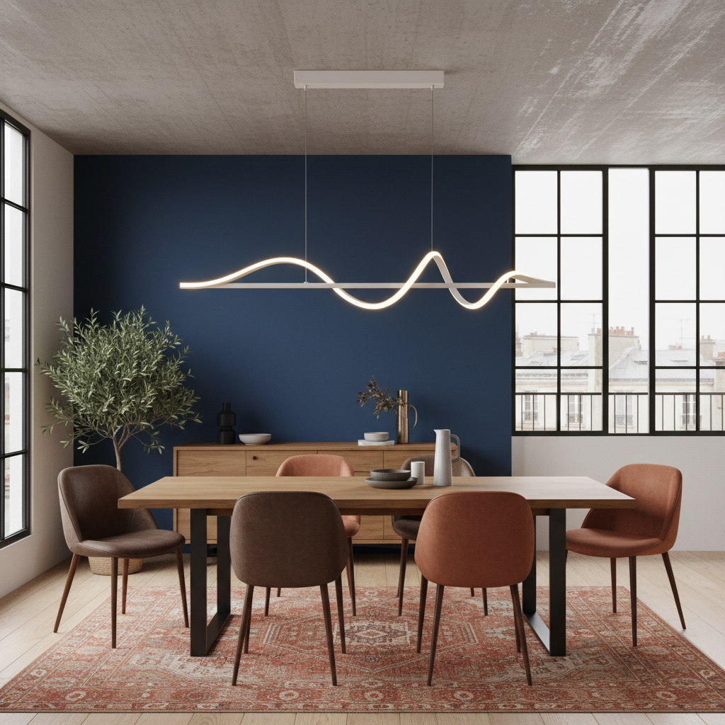 Suspension LED Ondulée Linéaire Dimmable avec Télécommande