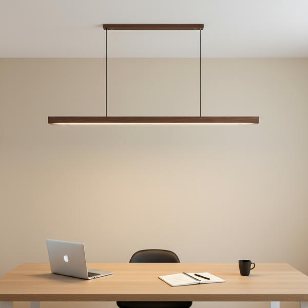 Suspension Design Moderne LED en Bois Allongé