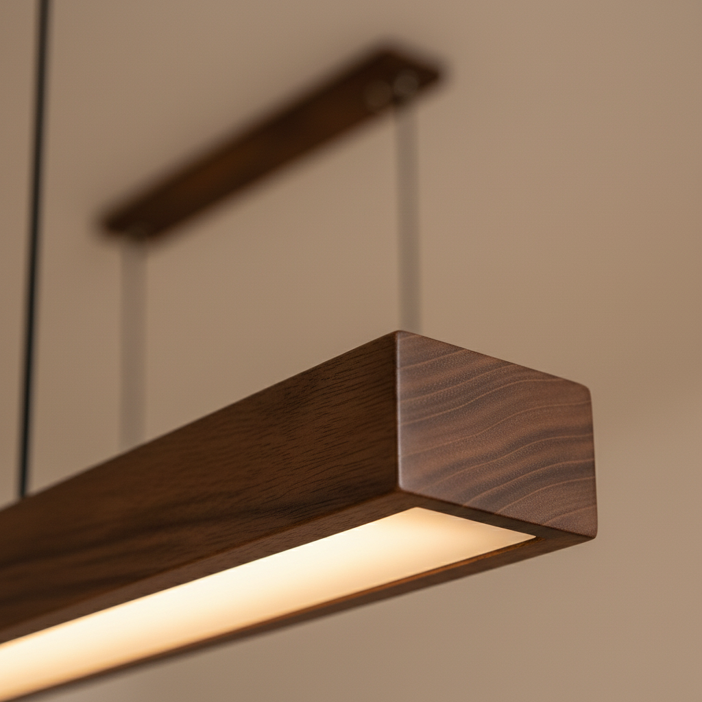 Suspension Design Moderne LED en Bois Allongé