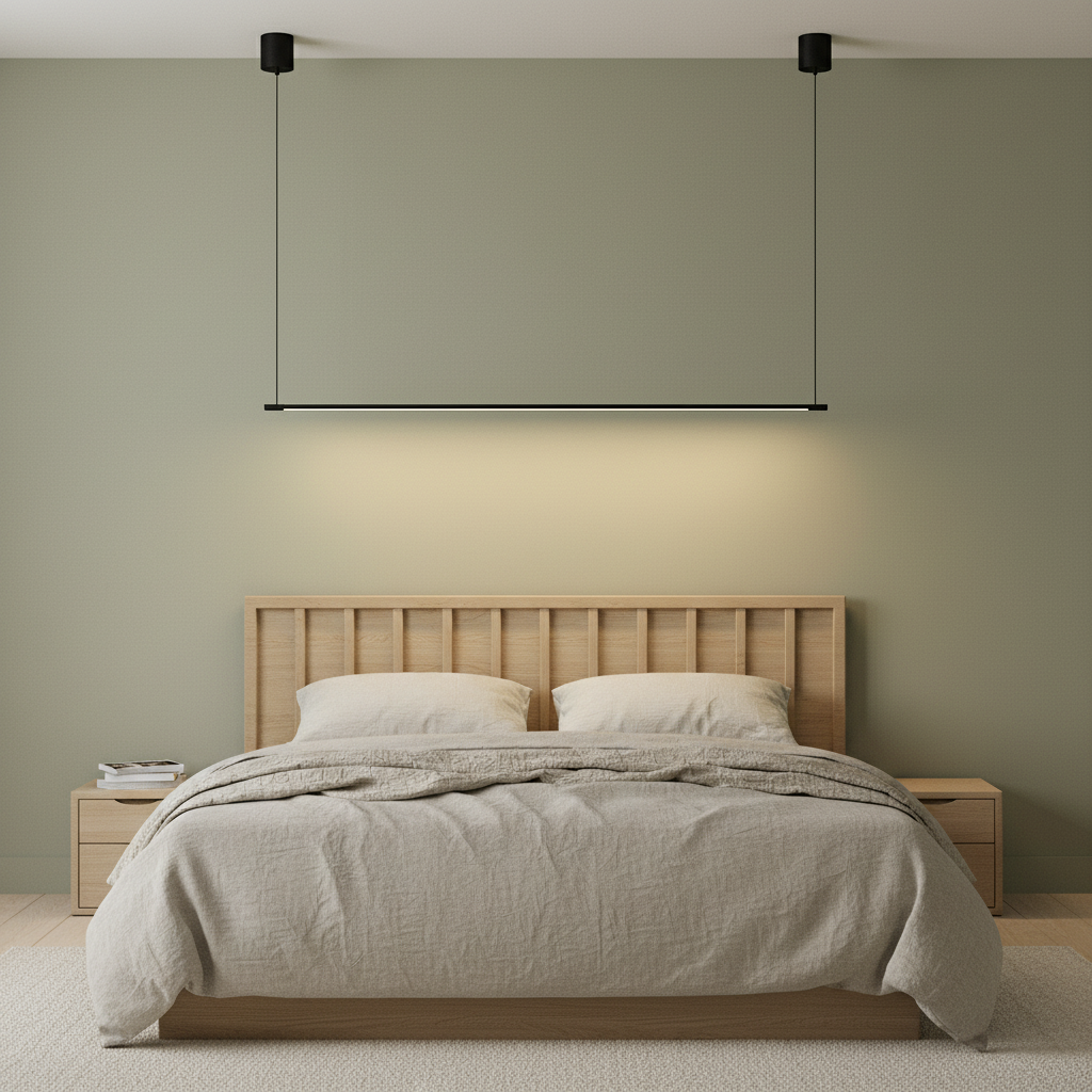 Suspension LED Linéaire Minimaliste Noire Dimmable avec Télécommande