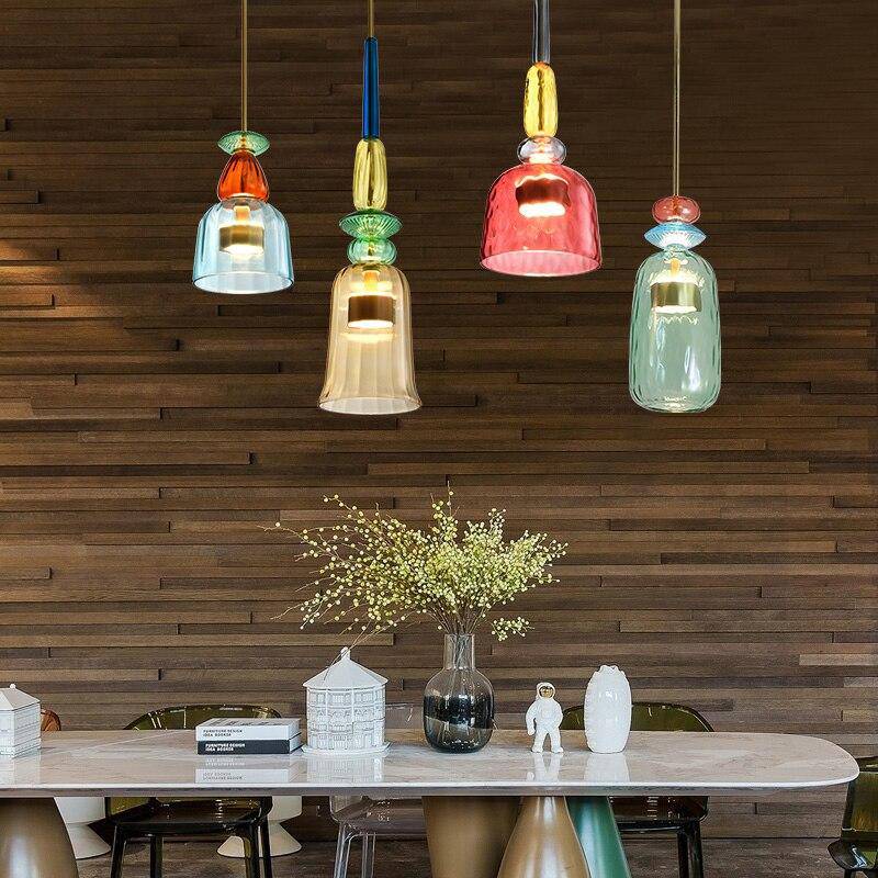 Suspension Design à LED en Verre Coloré