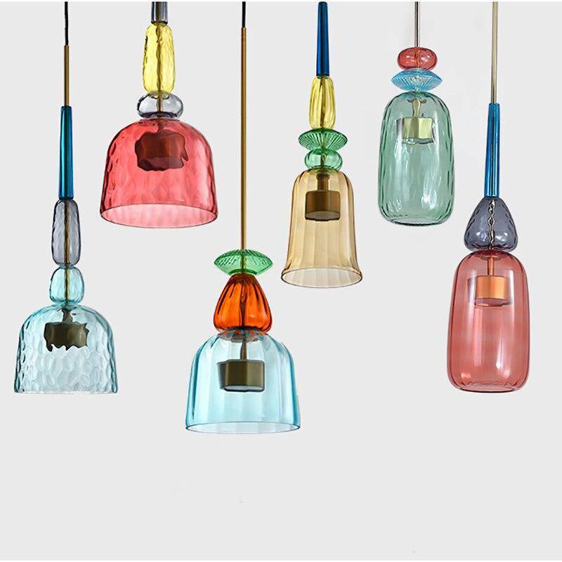 Suspension Design à LED en Verre Coloré