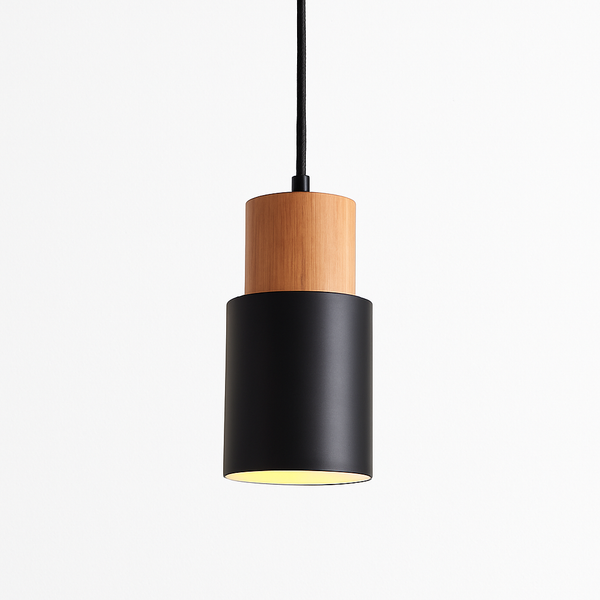 Suspension Cylindrique en Bois et Métal de Couleur