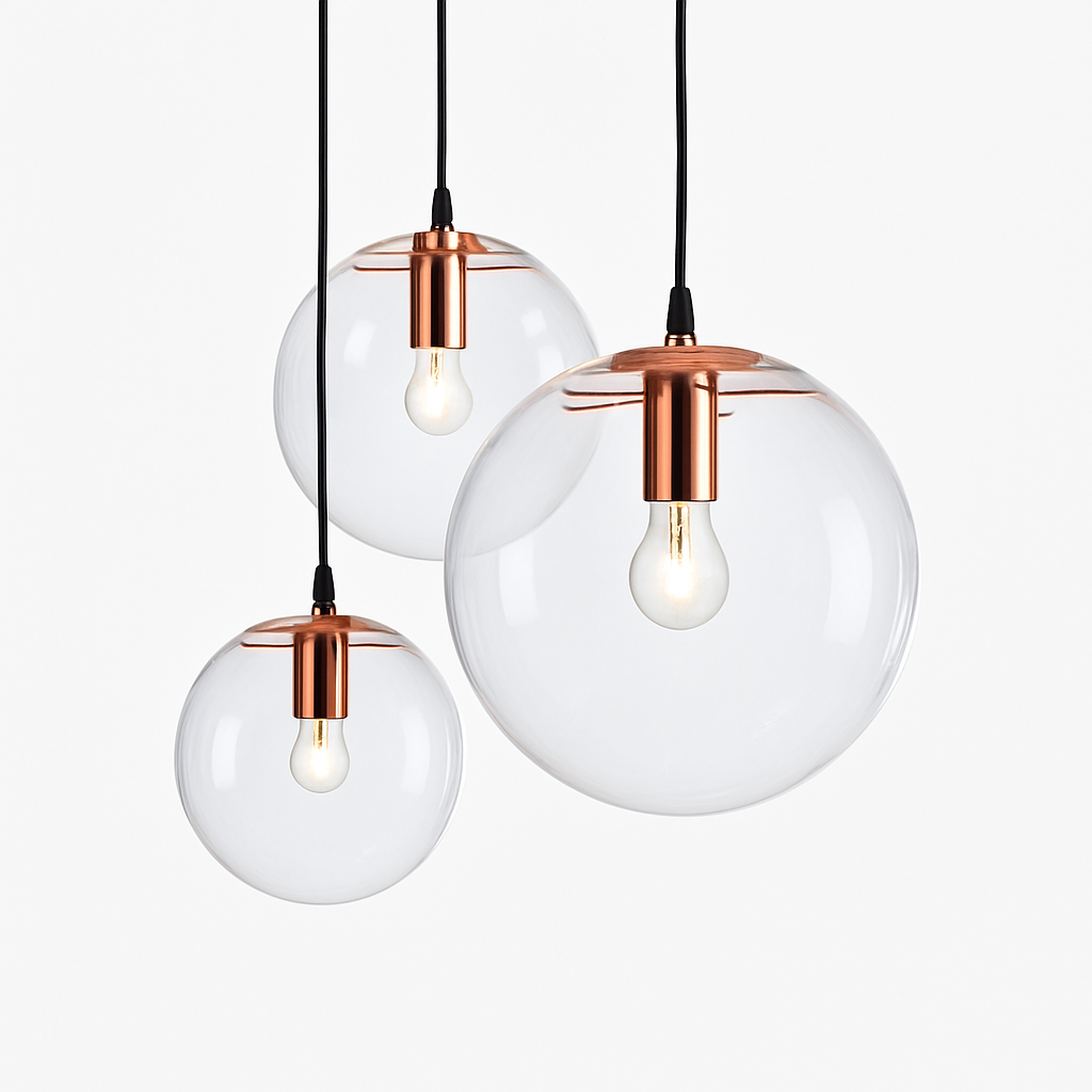 Suspension Design Boule en Verre à LED Rose doré ou Noire
