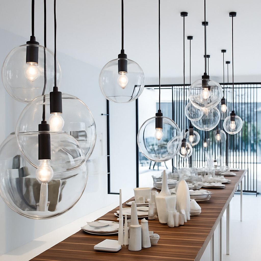 Suspension Design Boule en Verre à LED Rose doré ou Noire