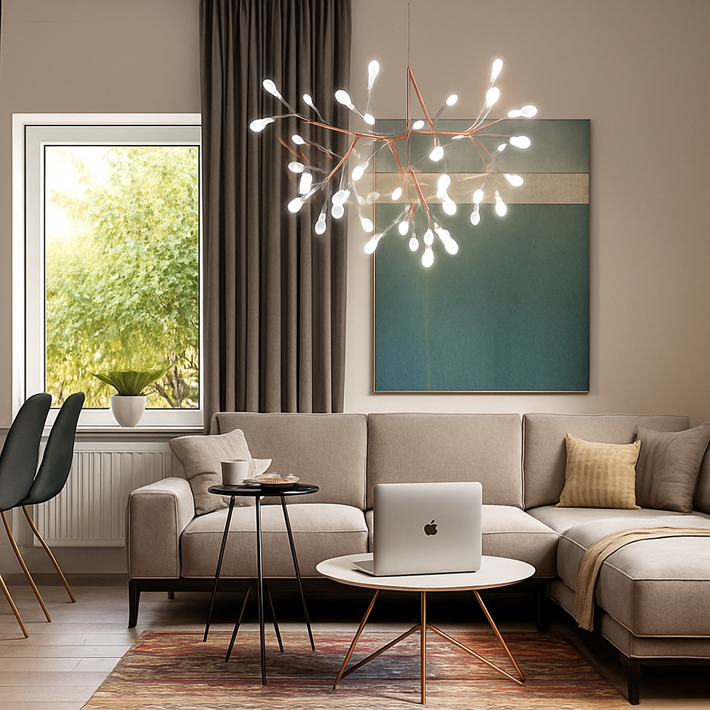 Suspension Design Moderne LED Arbre Couleur Cuivré ou Noir