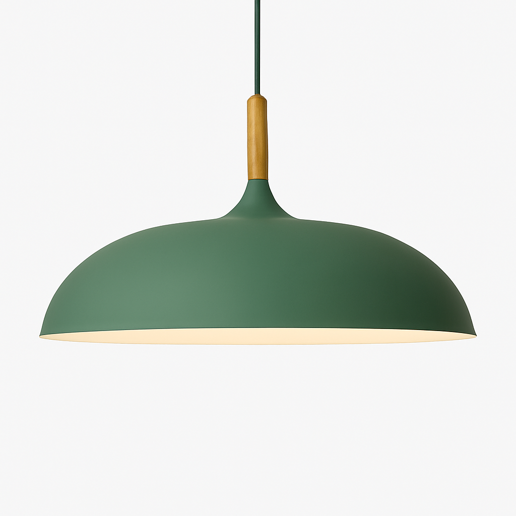 Suspension en Aluminium de Couleur et Tige en Bois