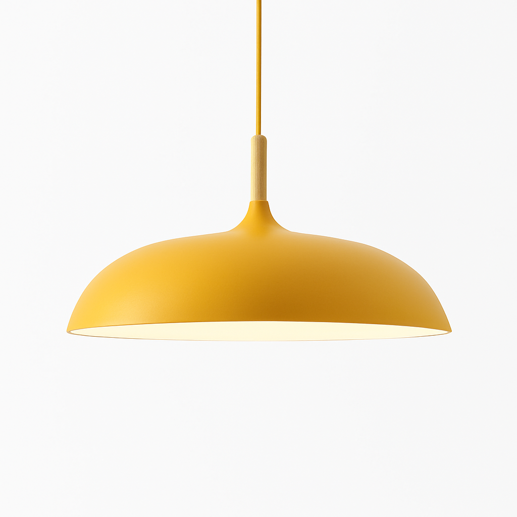 Suspension en Aluminium de Couleur et Tige en Bois