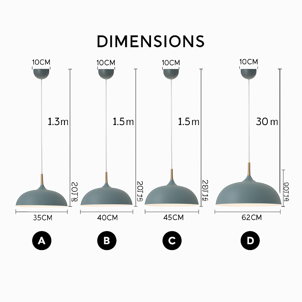 Suspension en Aluminium de Couleur et Tige en Bois