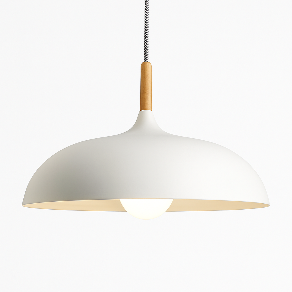 Suspension en Aluminium de Couleur et Tige en Bois