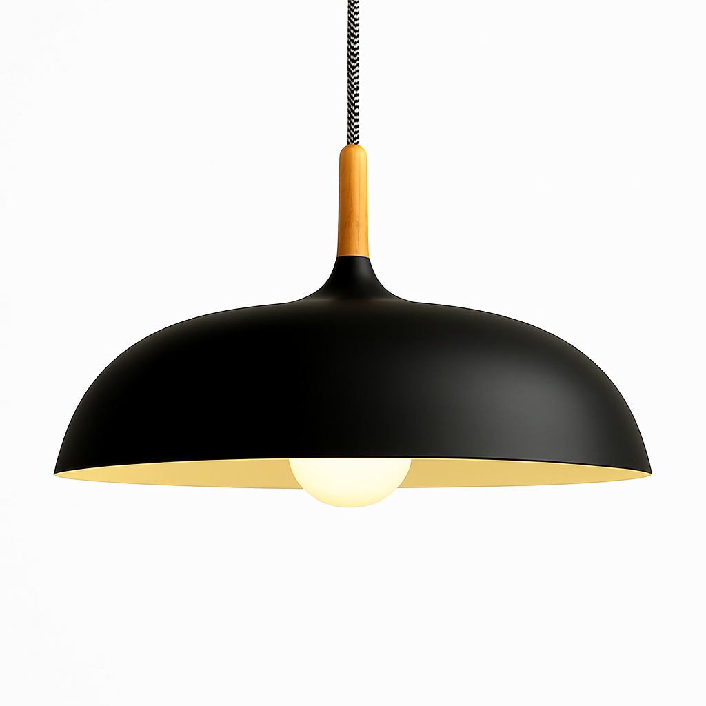 Suspension en Aluminium de Couleur et Tige en Bois