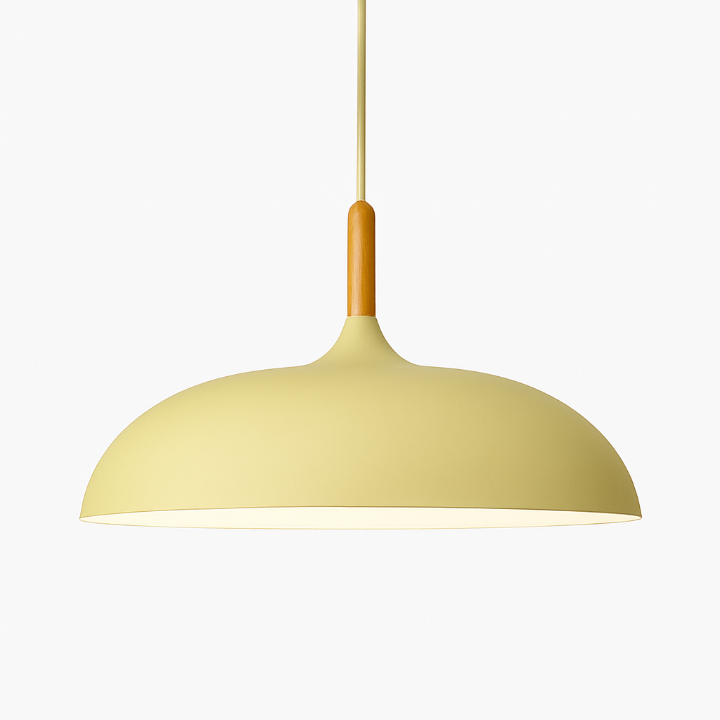 Suspension en Aluminium de Couleur et Tige en Bois