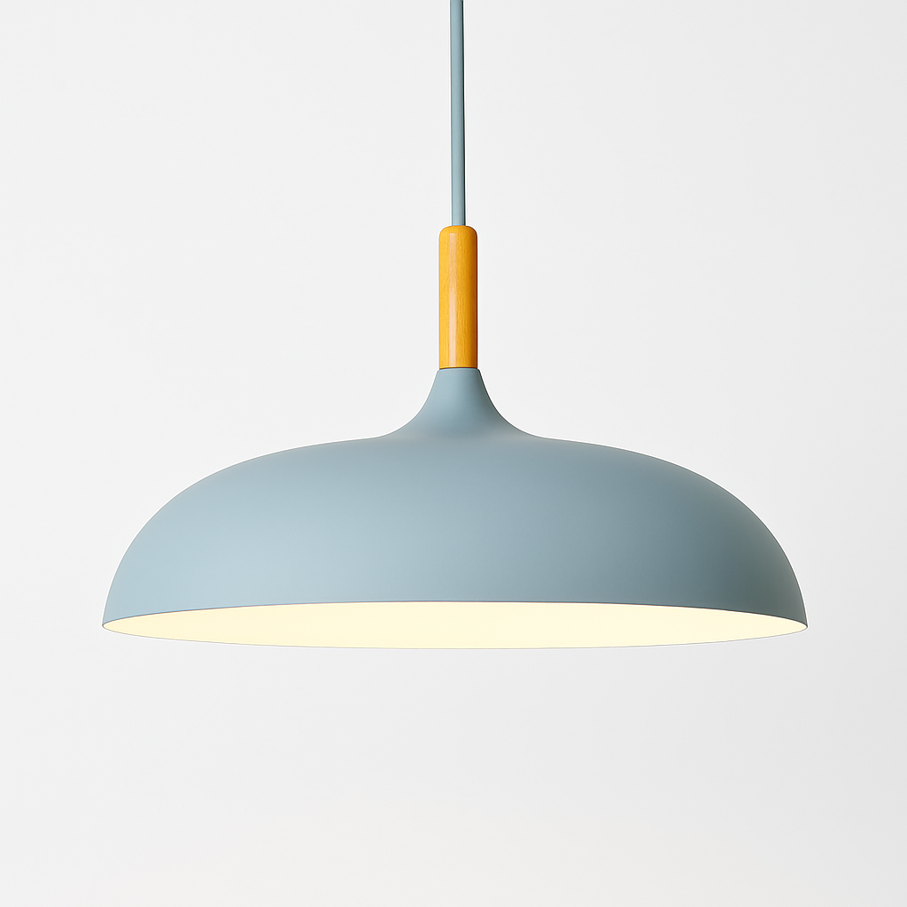 Suspension en Aluminium de Couleur et Tige en Bois