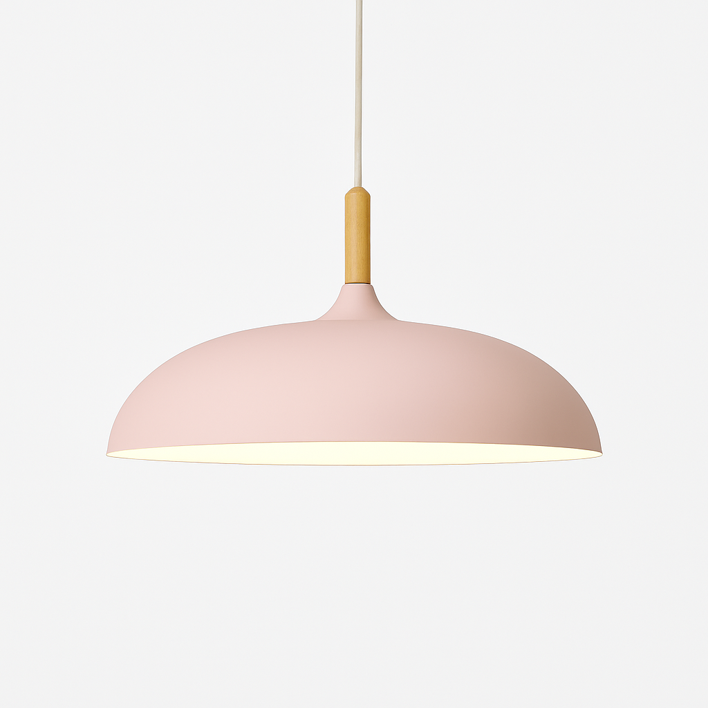 Suspension en Aluminium de Couleur et Tige en Bois